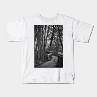 Wooden Walkway In The Woods Kids T-Shirt